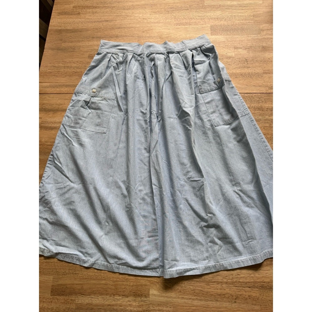 Denim Skirt VTG Light Wash Chambray XL Big Pockets Cottagecore Grunge Preppy